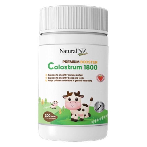 1000x1000 Natural NZ Premium booster Colostrum 1800 200 tablets FRONT (1)