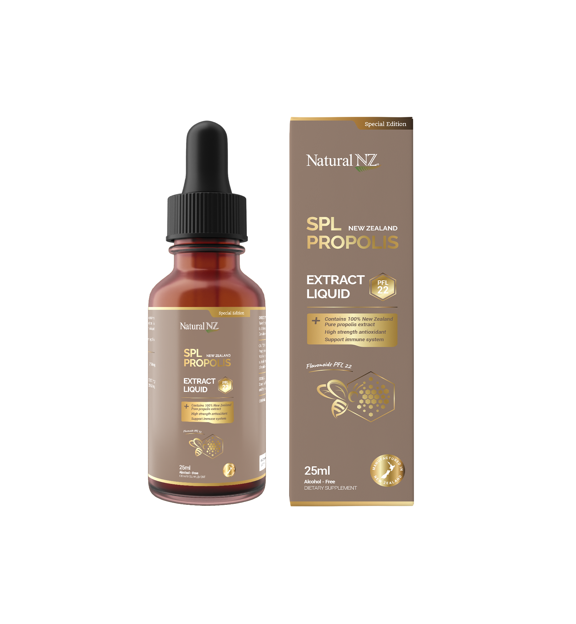 Natural NZ SPL Propolis PFL 22 Extract Liquid Alcohol Free 25ml 누끼