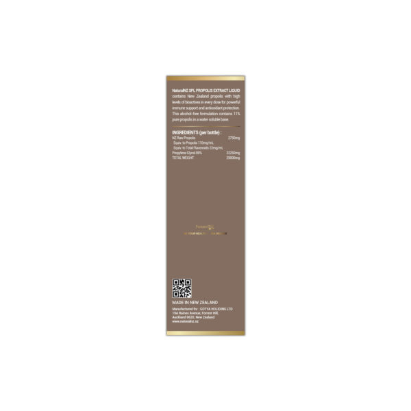 Natural NZ Pure NZ Superior Propolis Extract Liquid Alcohol Free 25ml 1 SIDE 2000x2000 tinture mockup boxlabel