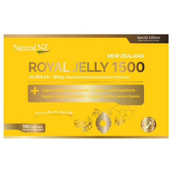 1000x1000 Natural NZ Premium Royal Jelly 1,500mg (10HDA 6%-30mg) 180caps FRONT