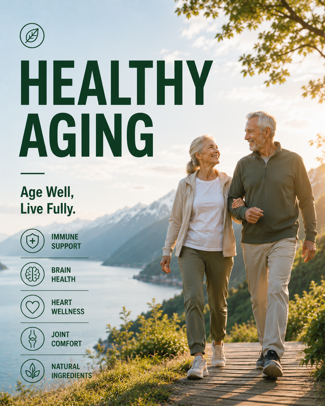 Home 11 Healthy aging wellness category image featuring active senior lifestyle in New Zealand nature