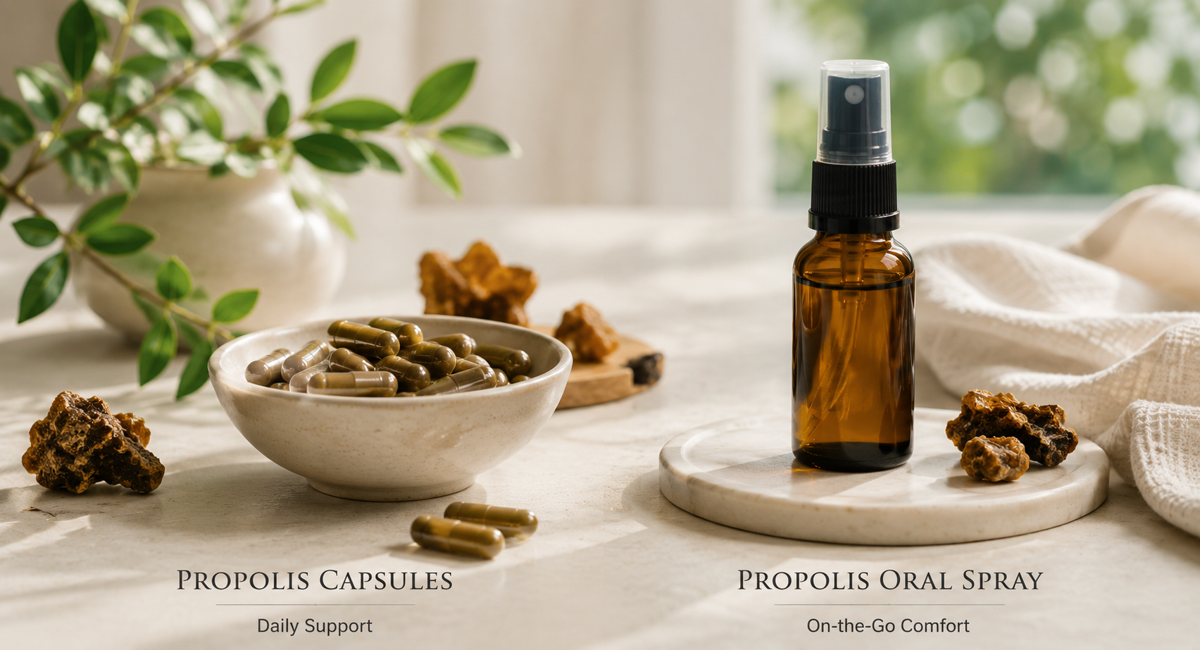Comparison of propolis capsules and oral spray in a natural wellness setting